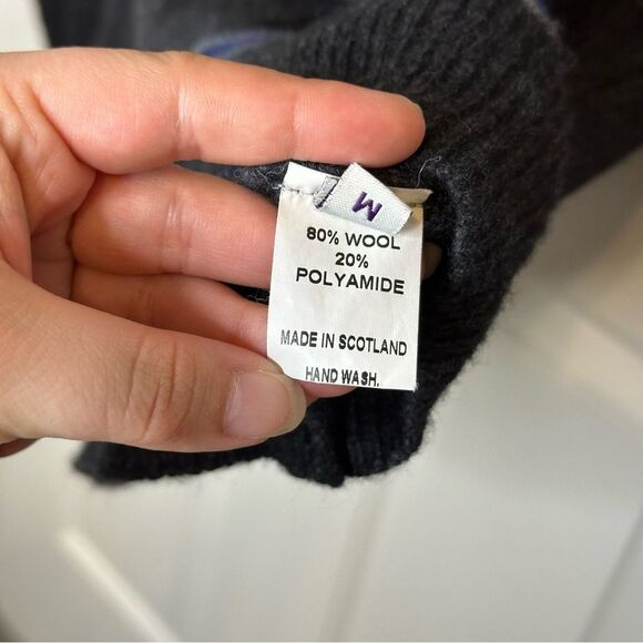 Harry Potter Heather Grey Blue Raven Claw Striped V-Neck Wool Blend Sweater Sz M - Picture 7 of 8